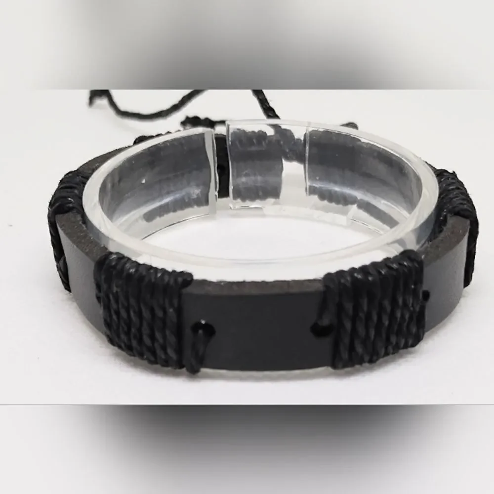 Men's bracelet leather black new e54‎